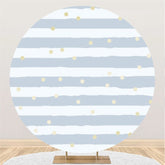 Lofaris Blue Stripes And Spot Round Happy Birthday Party Backdorp